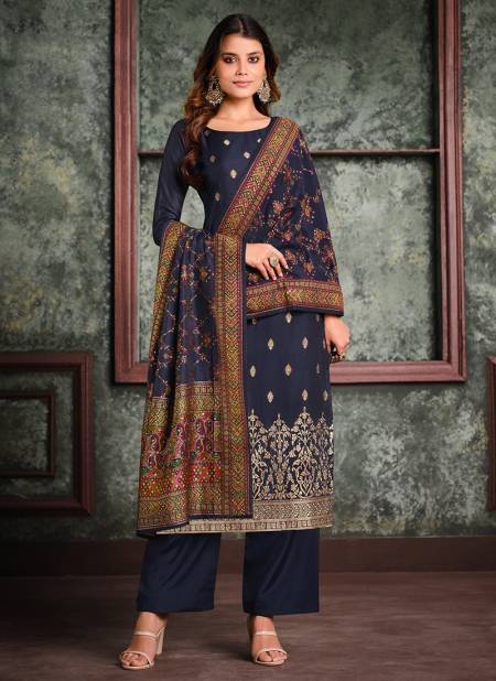 Teal Blue Colour ROYAL WEAVE BANDHEJ Festive Wear Silk Jacquard Heavy Work Salwar Suit Collection 4912